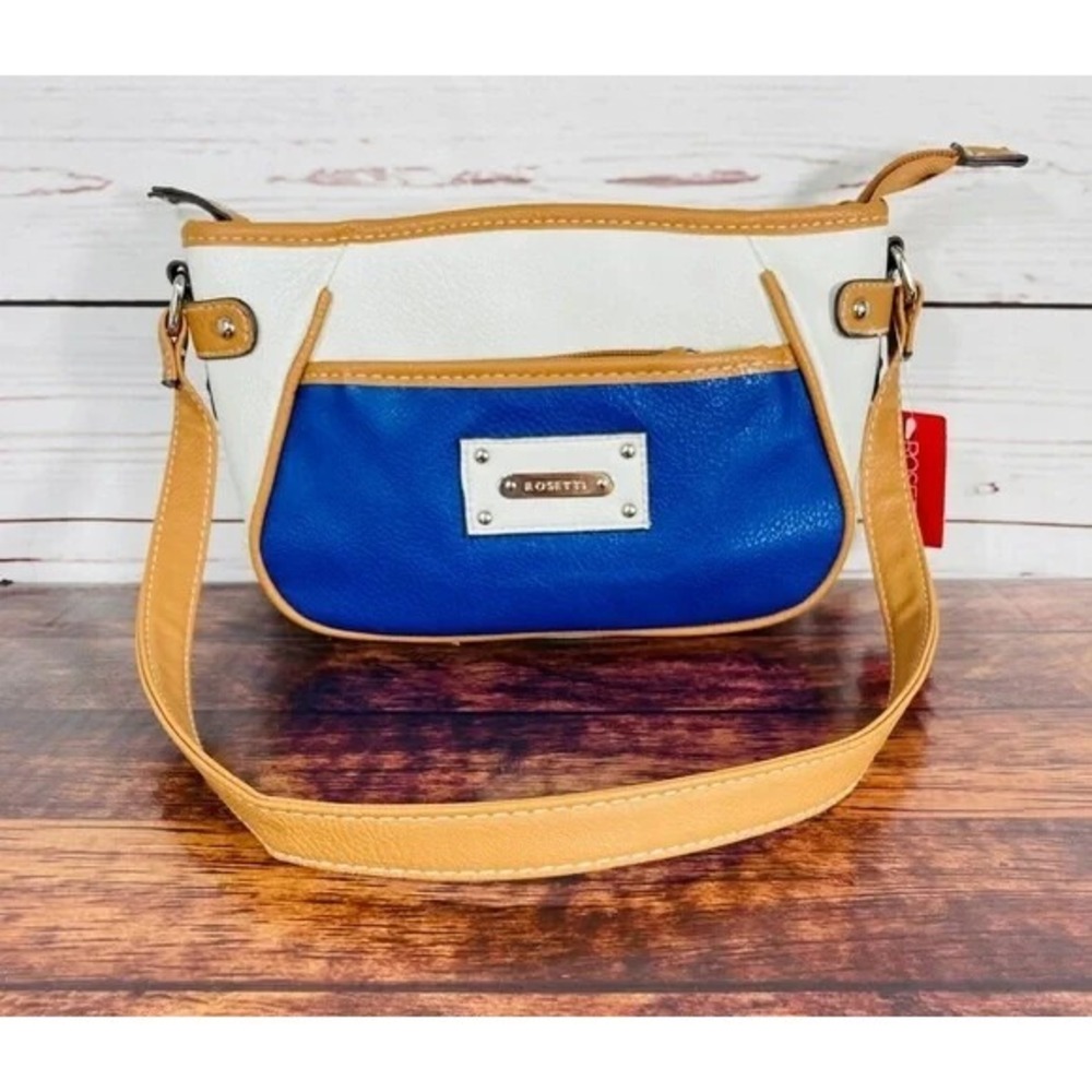 Rosetti Shoulder Handbag Faux‎ Leather Womens White Blue Dani Colorblock New